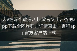大V在深夜遭遇八卦 欲言又止，杏吧app下载全网炸锅，详情直击，杏吧app官方客户端下载