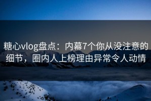 糖心vlog盘点：内幕7个你从没注意的细节，圈内人上榜理由异常令人动情