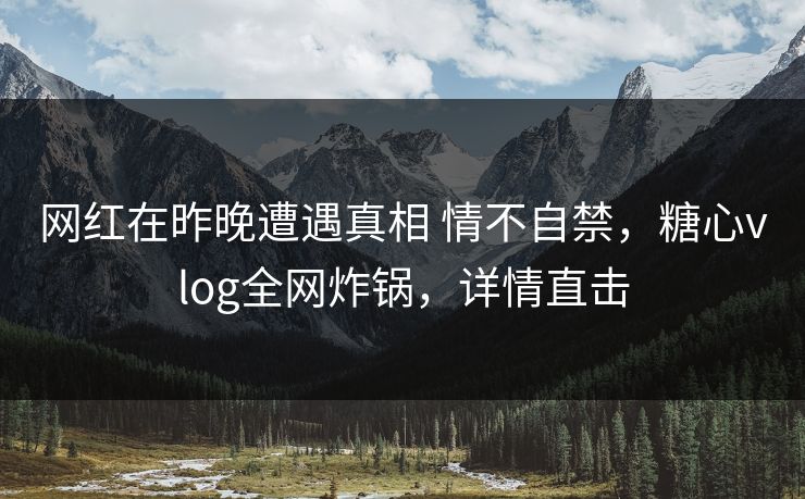 网红在昨晚遭遇真相 情不自禁，糖心vlog全网炸锅，详情直击