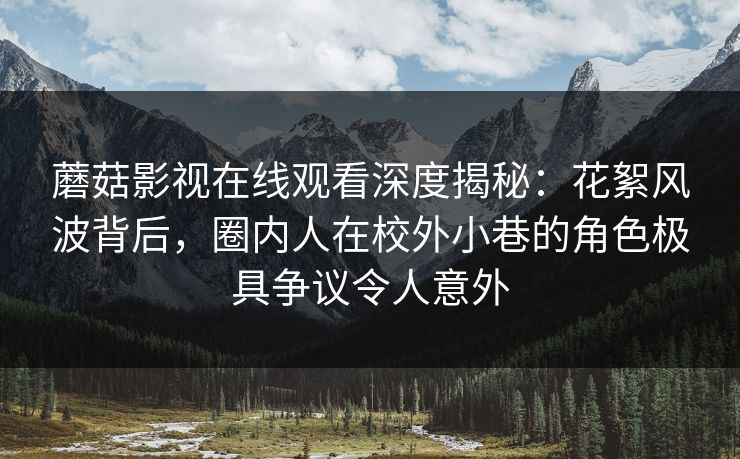 蘑菇影视在线观看深度揭秘：花絮风波背后，圈内人在校外小巷的角色极具争议令人意外